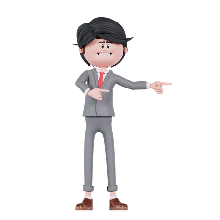 Homme d'affaires pointant du côté gauche  3D Illustration