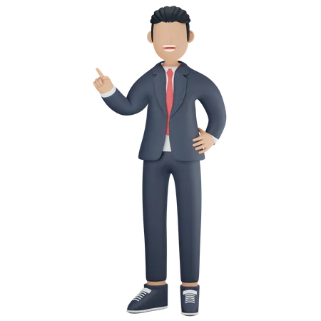 Homme d'affaires pointant du doigt  3D Illustration