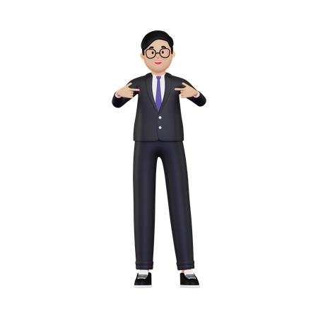 Homme d'affaires pointant du doigt lui-même  3D Icon