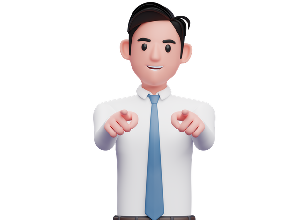 Homme d'affaires pointant la caméra avec les deux index  3D Icon