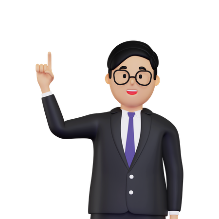 Homme d'affaires pointant le doigt vers le haut  3D Icon