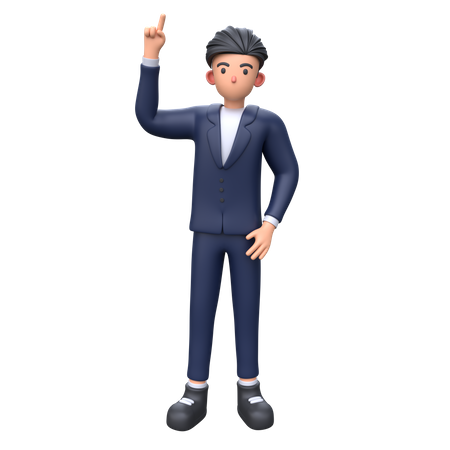 Homme d'affaires pointant le doigt vers le haut  3D Illustration