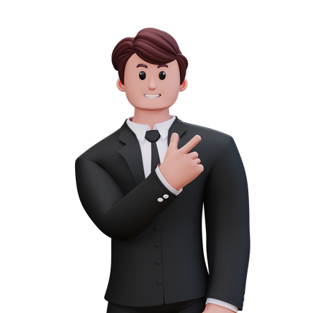 Homme d'affaires pointant l'épaule vers la gauche  3D Icon