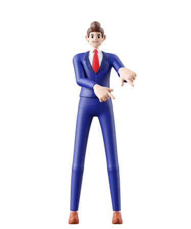 Homme d'affaires pointant quelque chose  3D Illustration