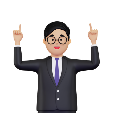 Homme d'affaires pointant ses mains vers le haut  3D Icon