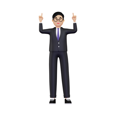 Homme d'affaires pointant ses mains vers le haut  3D Icon
