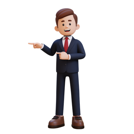 Homme d'affaires pointant vers la droite  3D Illustration