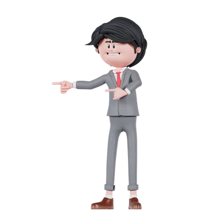 Homme d'affaires pointant du côté droit  3D Illustration