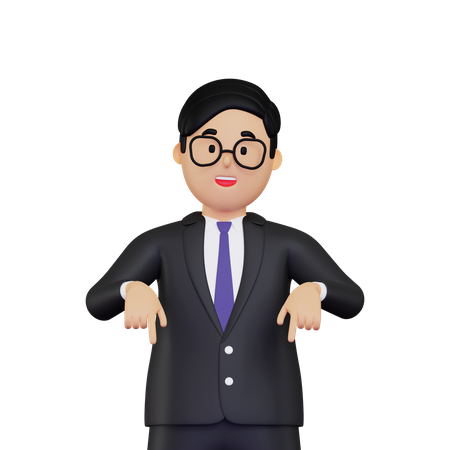 Homme d'affaires pointant vers le bas  3D Icon