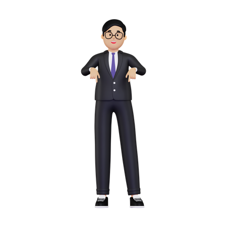 Homme d'affaires pointant vers le bas  3D Icon