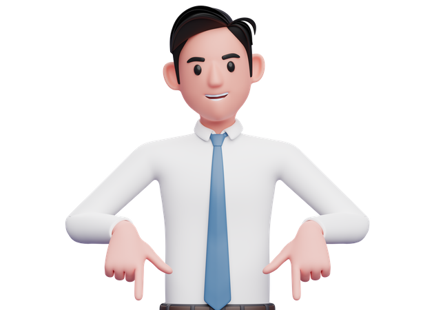Homme d'affaires pointant vers le bas  3D Icon