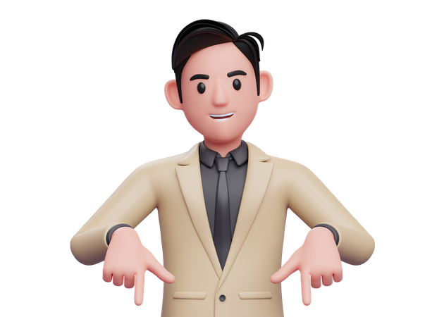 Homme d'affaires pointant les doigts  3D Illustration