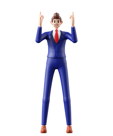 Homme d'affaires pointant vers le haut  3D Illustration