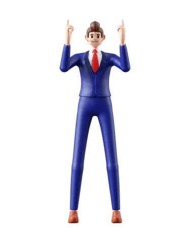 Homme d'affaires pointant vers le haut  3D Illustration