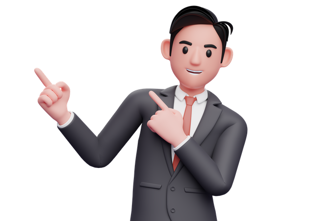 Homme d'affaires pointant vers le haut avec les deux index  3D Icon