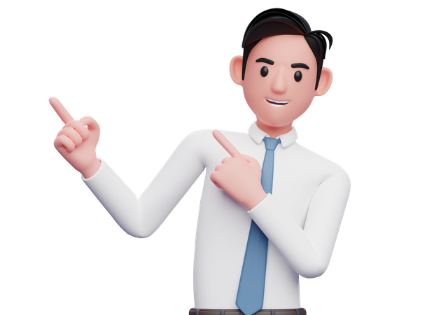 Homme d'affaires pointant vers le haut avec les deux mains  3D Icon