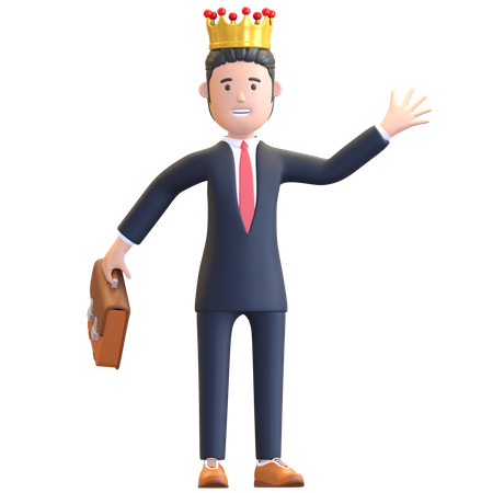 Homme d'affaires portant une couronne  3D Illustration