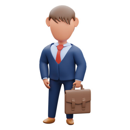 Homme d'affaires portant une mallette  3D Illustration