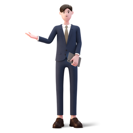 Homme d'affaires présentant  3D Illustration