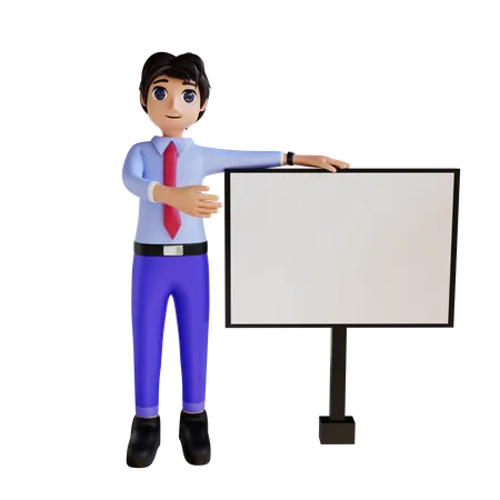 Homme d'affaires présentant  3D Illustration