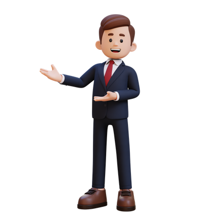 Homme d'affaires présentant à droite  3D Illustration
