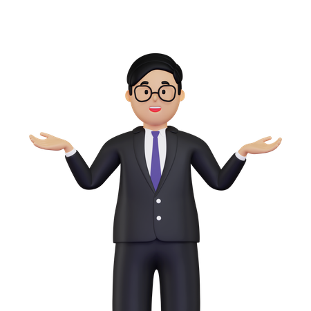 Homme d'affaires présentant quelque chose  3D Icon