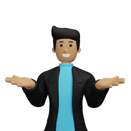 Homme d'affaires présentant quelque chose sur ses paumes ouvertes  3D Icon