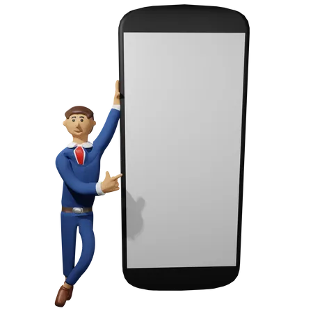 Homme d'affaires présente un appareil  3D Illustration