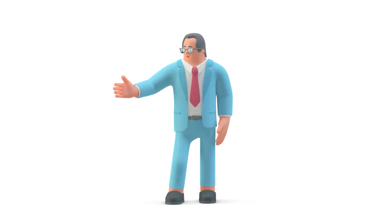 Homme d'affaires prêt pour le partenariat  3D Illustration