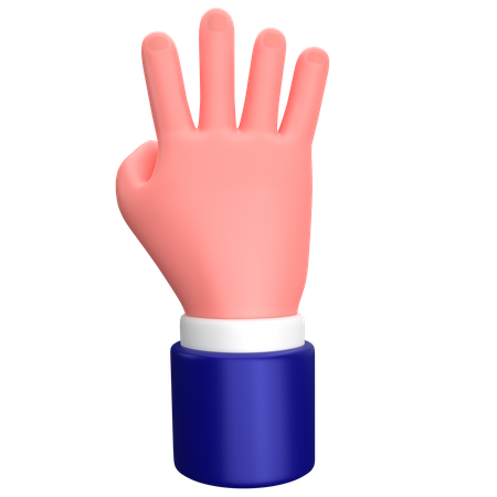 Homme d'affaires, signe de geste à quatre doigts  3D Icon