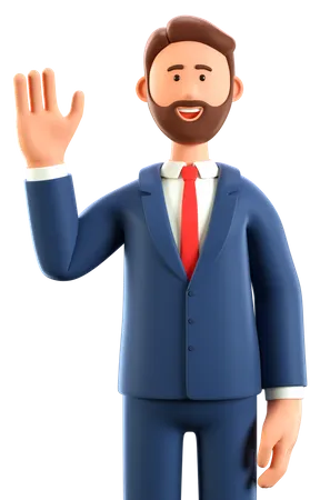 Homme d'affaires, levant la main  3D Illustration