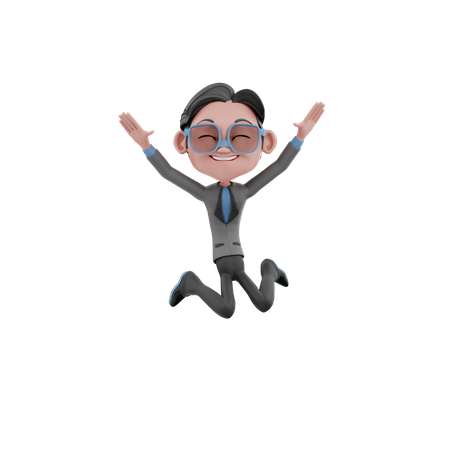 Homme d'affaires sautant de joie  3D Illustration