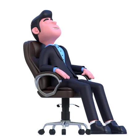 Homme affaires, délassant, dans, chaise  3D Illustration