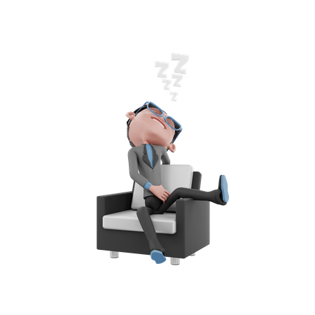 Homme d'affaires relaxant sur une chaise  3D Illustration