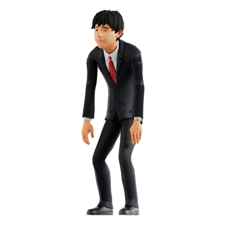 Homme d'affaires se sentant fatigué  3D Illustration