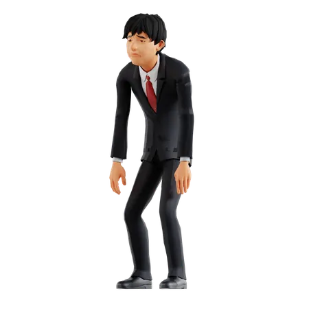 Homme d'affaires se sentant fatigué  3D Illustration