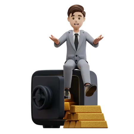 Stand d'homme d'affaires en or  3D Illustration