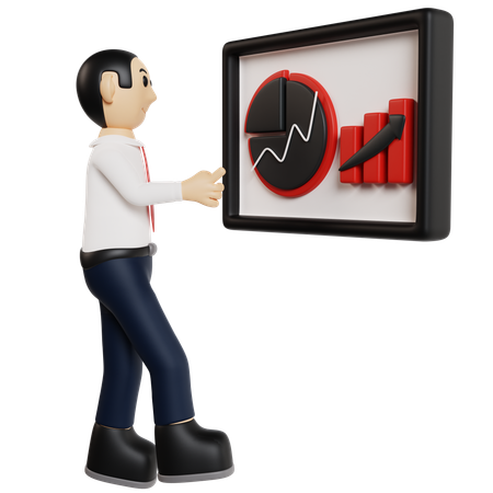 Homme d'affaires stratégique analysant la croissance  3D Illustration