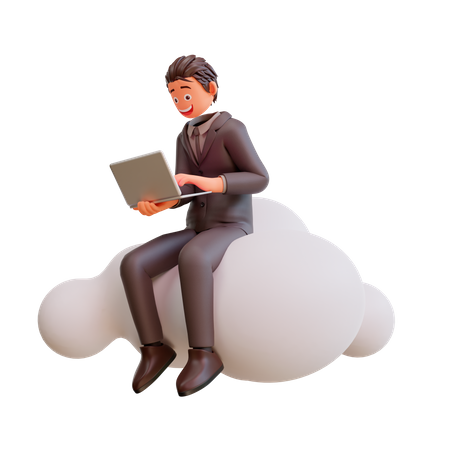 Homme d'affaires sur le nuage  3D Illustration
