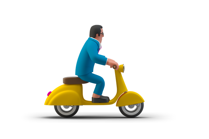 Homme d'affaires sur un scooter  3D Illustration