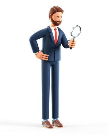 Homme d'affaires à la recherche d'informations  3D Illustration
