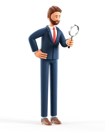 Homme d'affaires à la recherche d'informations  3D Illustration