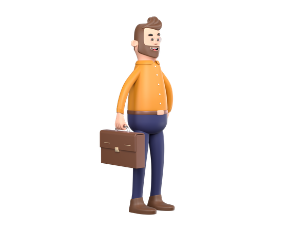 Homme affaires, tenue, mallette  3D Illustration