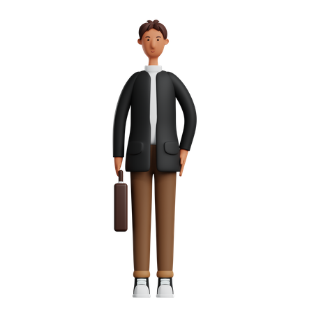 Homme affaires, tenue, mallette  3D Illustration