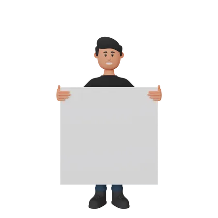Homme affaires, tenue, pancarte  3D Illustration