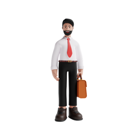 Homme affaires, tenue, valise  3D Illustration