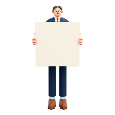 Homme d'affaires tenir tableau blanc vierge  3D Icon