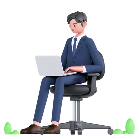 Homme d'affaires travaillant  3D Illustration