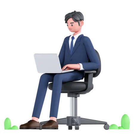 Homme d'affaires travaillant  3D Illustration