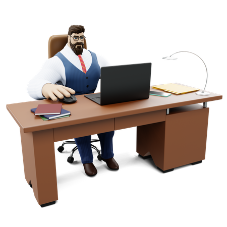 Homme d'affaires travaillant au bureau  3D Icon